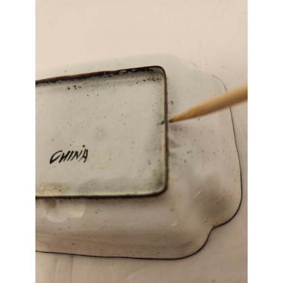 Chinese Vintage Hand Painted Enamel Trinket Dish Plate Tray Asian Geisha 4" - Picture 5 of 9